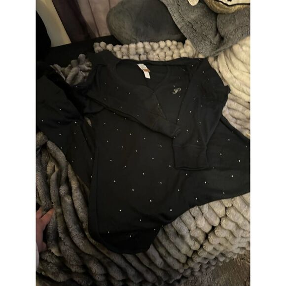 Nwt VS pink diamond/diamante bling rhinestone thermal sleep onesie - Picture 5 of 9